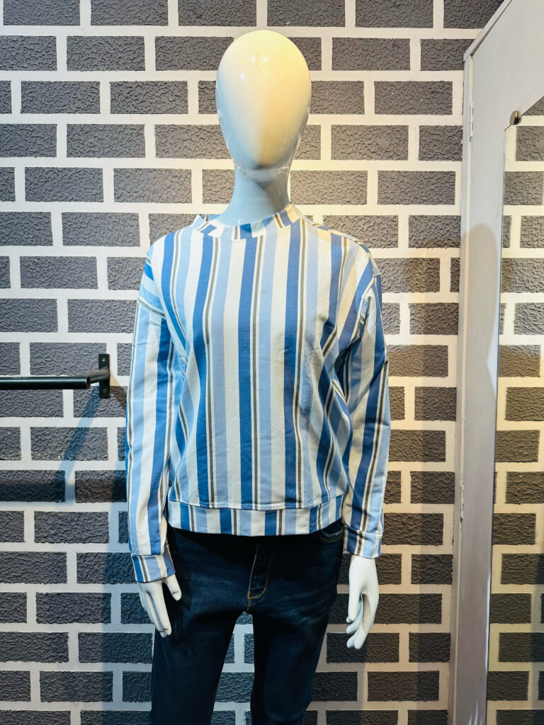 Sky Blue Stripe oversize drop Shoulder T-shirt