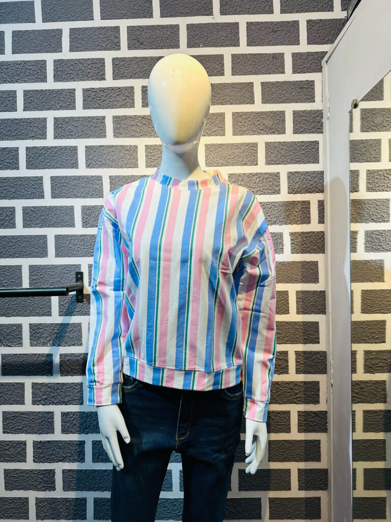 Sky Blue Stripe oversize drop Shoulder T-shirt