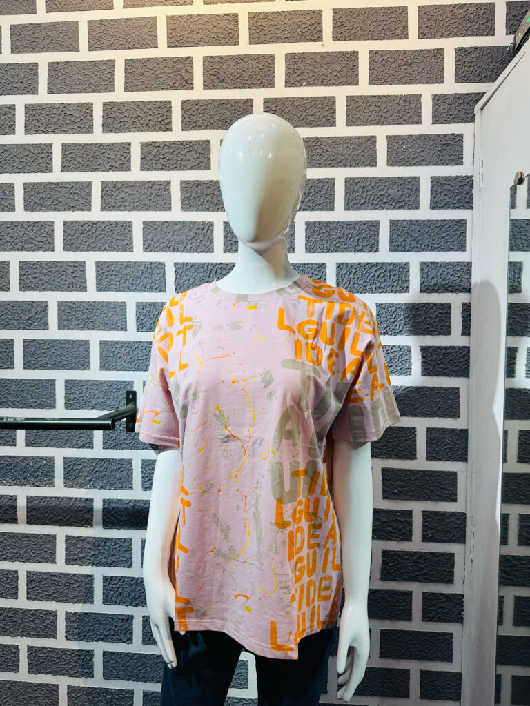 Pink oversize Printed T-shirt Half Sleeve