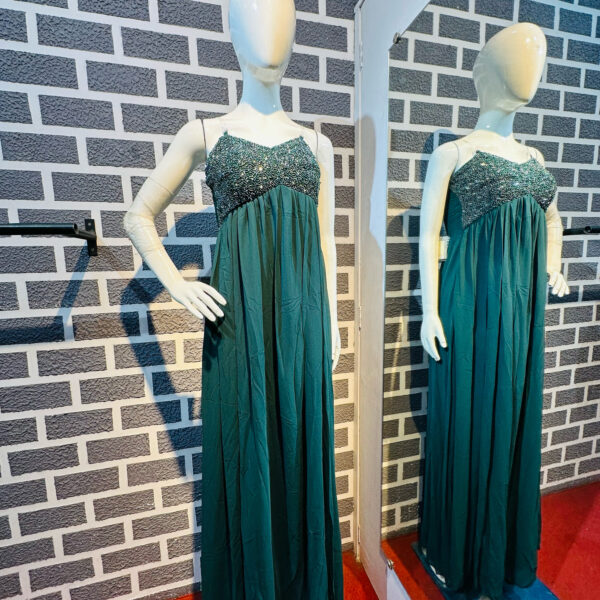 Green Spaghetti Partywear Gown
