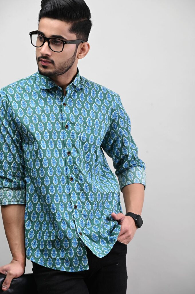 Rajasthani Hand Block Print Cotton Full Sleeve Shirt